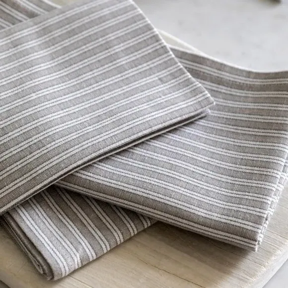 Pack of 4 Woven Striped Napkins - Grey alternate view