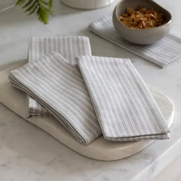 Pack of 4 Woven Striped Napkins - Grey product