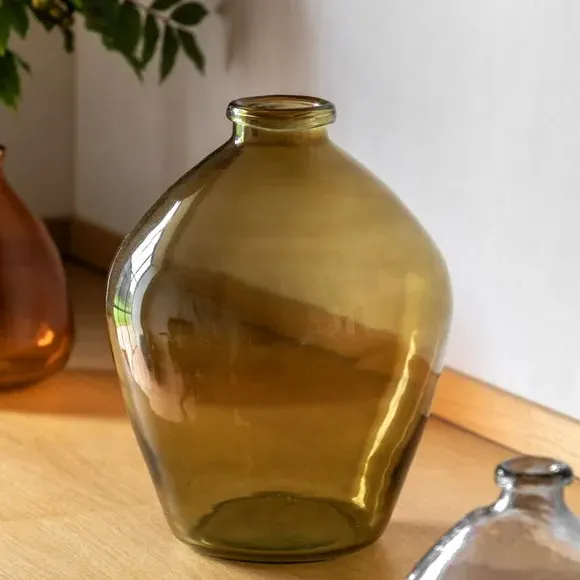 Pereda Hand Blown Glass Vase - Olive Green product