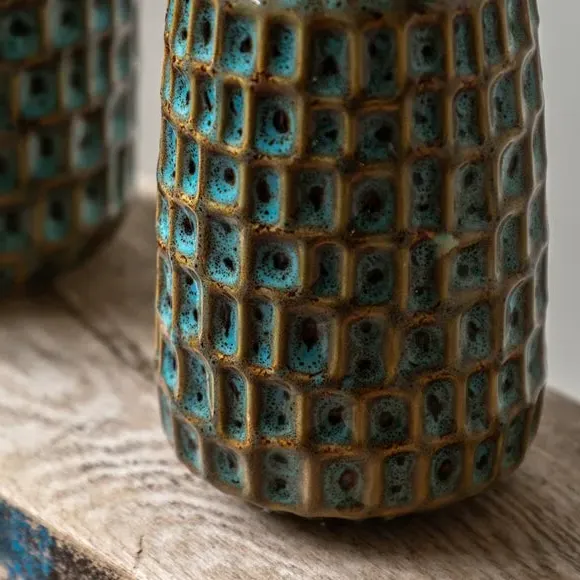 Reno Set of 2 Reactive Glaze Vases - Teal alternate view