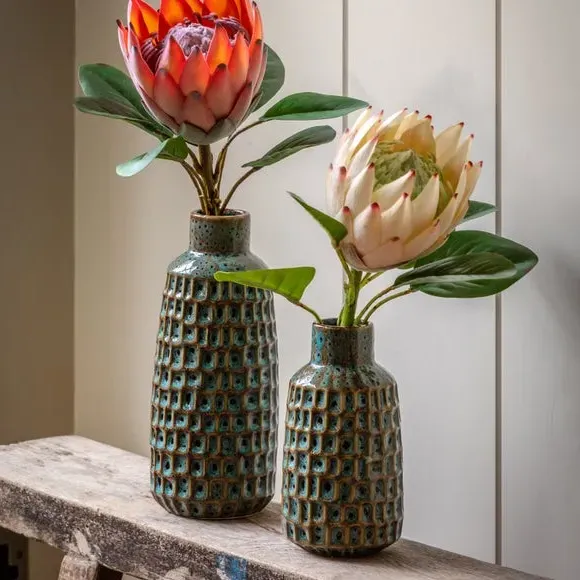 Reno Set of 2 Reactive Glaze Vases - Teal product