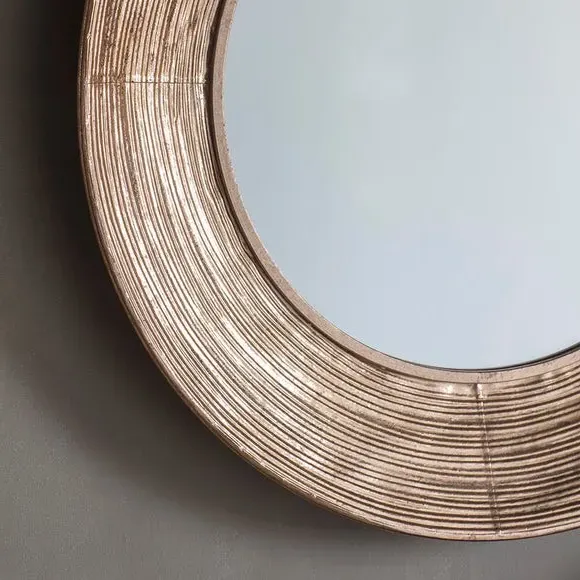 Kesh Round Wall Mirror - Gold, Metal alternate view