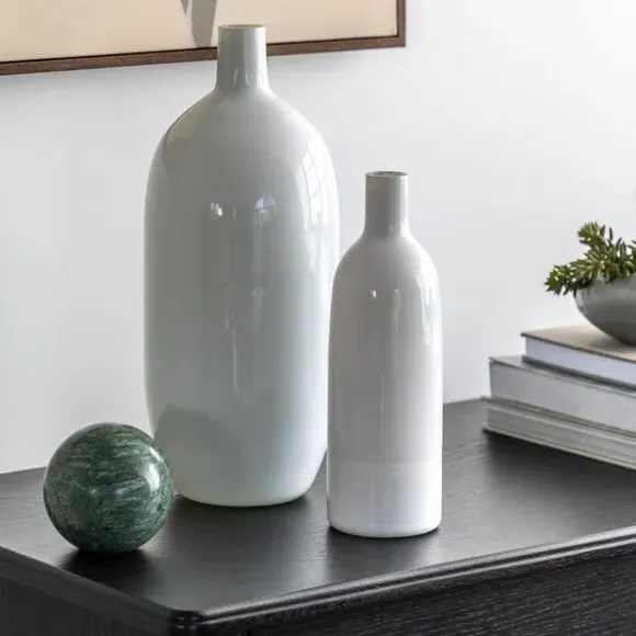 Santo Glass Bottle Vase - White, Glass alternate view