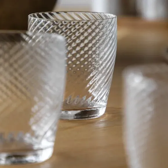 Set of 4 Swirl Tumbler Glasses - Clear, Glass alternate view