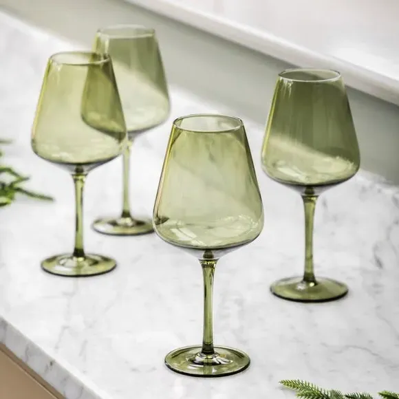 Set of 4 Wine Glasses - Green, Glass product