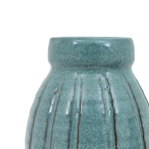 Southwold Ribbed Ceramic Vase Set of 2 - Teal alternate view