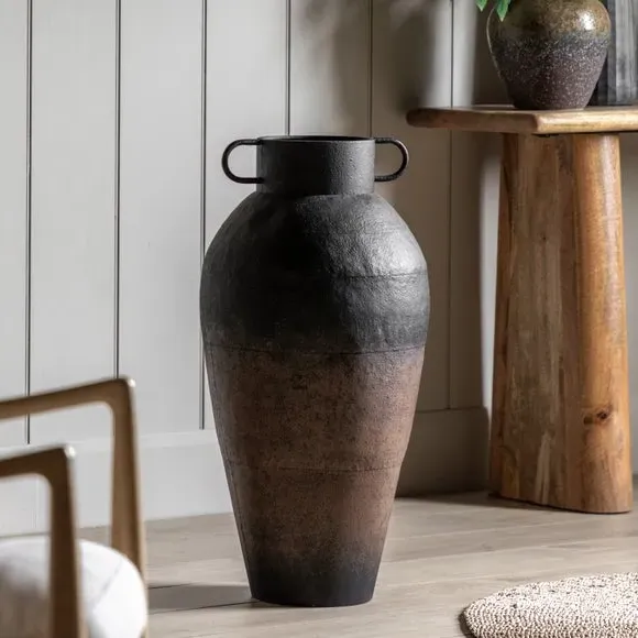 Teide Textured Metal Urn Vase - Black product
