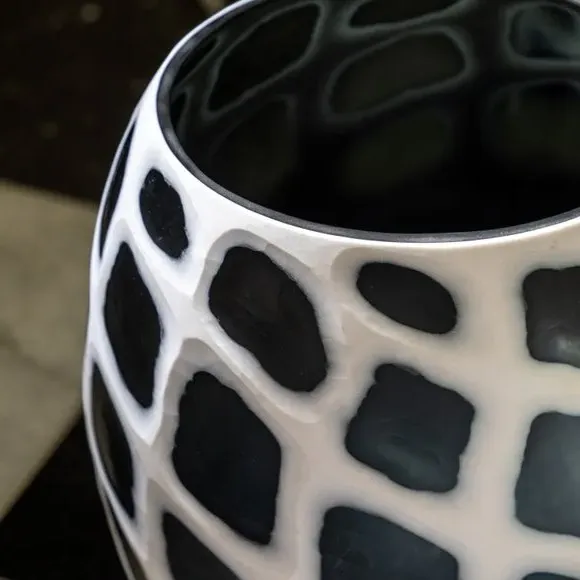 Valencia Hand Blown Carved Glass Vase - Black alternate view