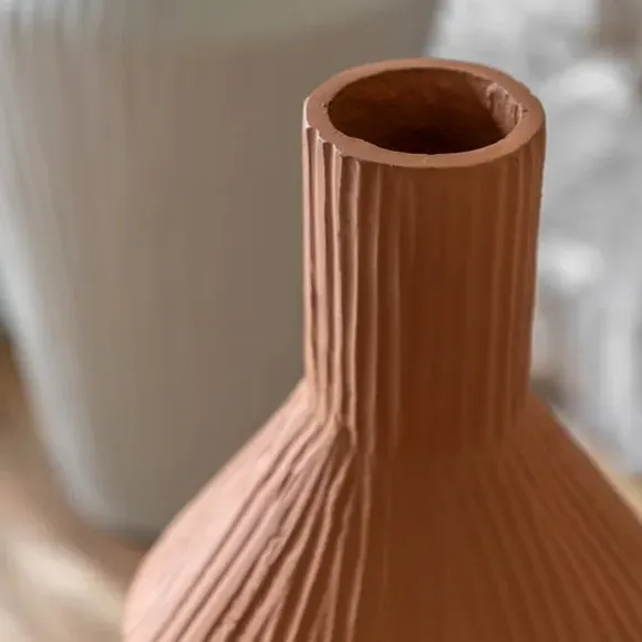 Zahara Ribbed Cast Aluminium Vase - Terracotta alternate view