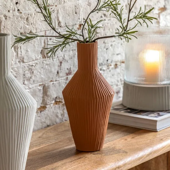 Zahara Ribbed Cast Aluminium Vase - Terracotta product