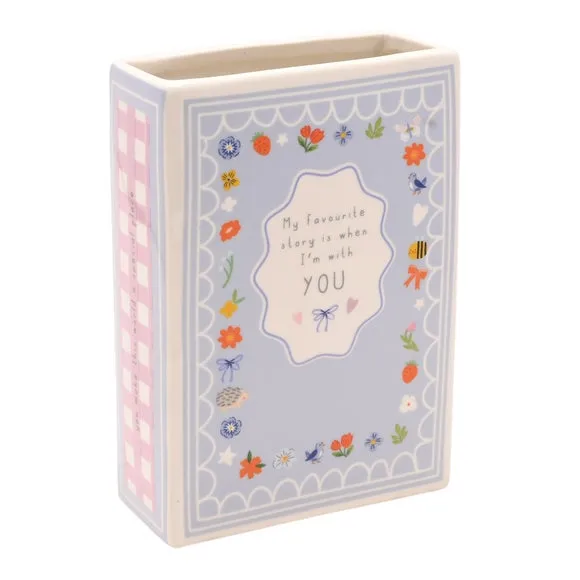 Love Life Book-Shaped Ceramic Vase - Blue product