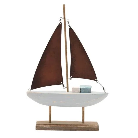 Love Life By The Sea Driftwood & Sea Glass Boat Ornament alternate view