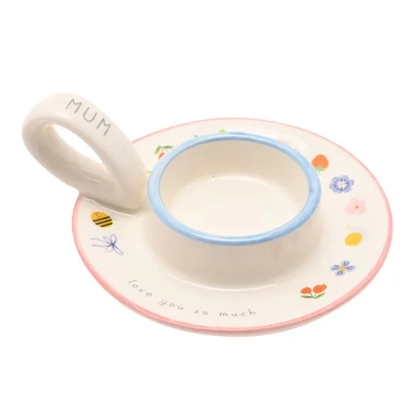 Love Life Mum Ceramic Tealight Holder - White alternate view