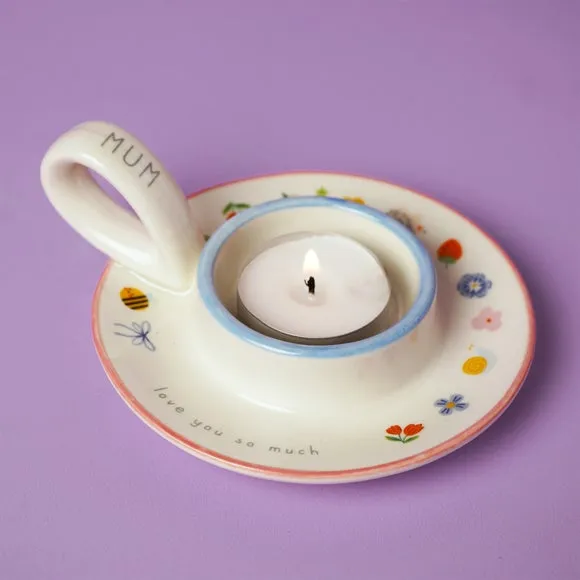 Love Life Mum Ceramic Tealight Holder - White product
