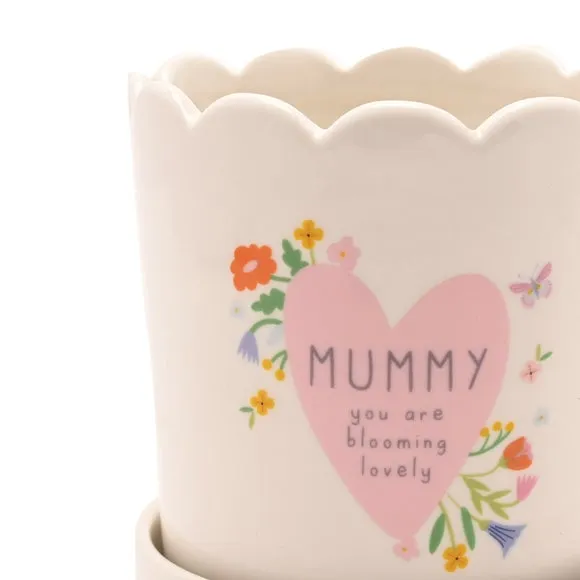 Love Life Mummy Plant Pot & Saucer Set - White, Ceramic alternate view