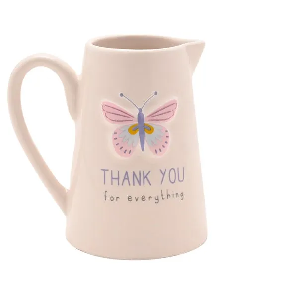 Love Life Thank You Embossed Ceramic Jug - White alternate view