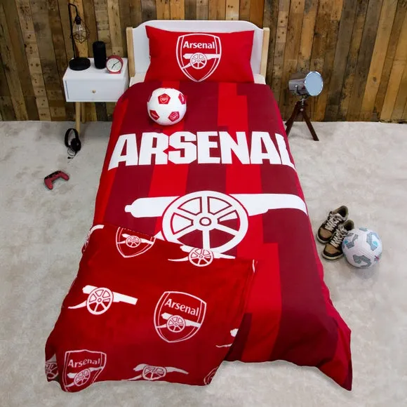 Arsenal Lightning Reversible Duvet Cover & Pillowcase Set - Red, Polycotton product