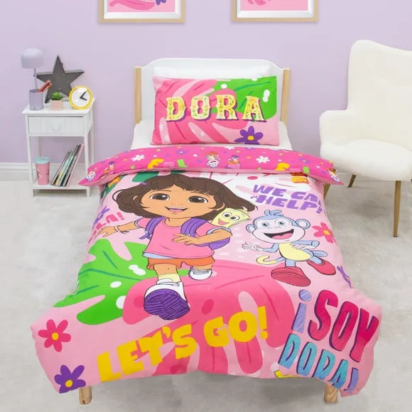Dora Hola Reversible Duvet Cover and Pillowcase Set - Pink alternate view