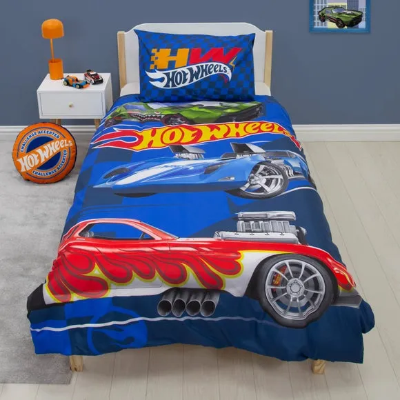 Hot Wheels Single Duvet Cover & Pillowcase Set - Blue, Microfibre alternate view