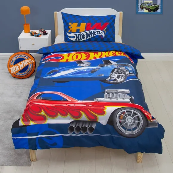 Hot Wheels Single Duvet Cover & Pillowcase Set - Blue, Microfibre product