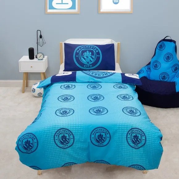 Man City Flashy Quilt Cover and Pillowcase Set - Blue, Polycotton alternate view