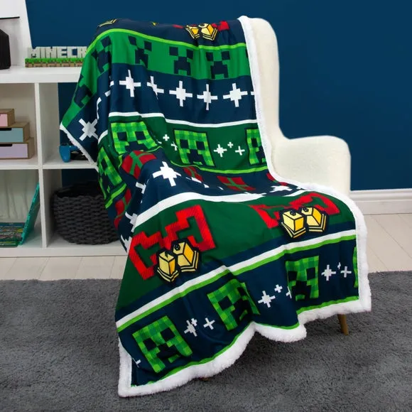 Minecraft Bells Sherpa Fleece Blanket - Green product
