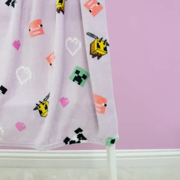 Minecraft Closeup Fleece Blanket - Purple alternate view