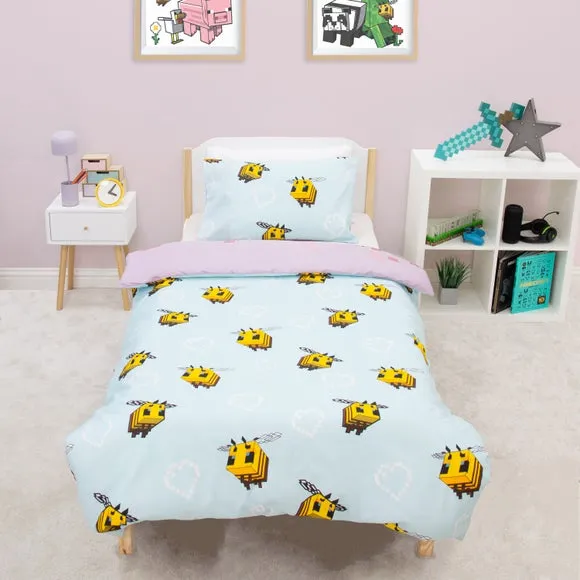 Minecraft Duvet Cover and Pillowcase Set - Pink alternate view