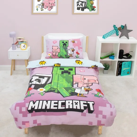 Minecraft Duvet Cover and Pillowcase Set - Pink product
