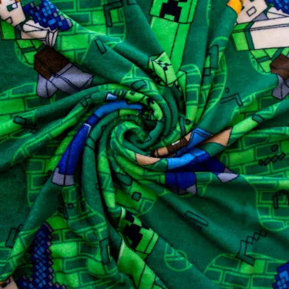 Minecraft Levels Fleece Blanket - Green, Polyester alternate view