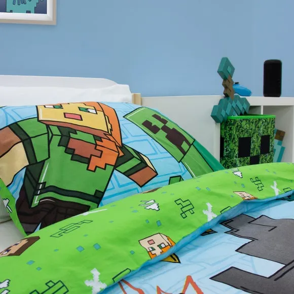 Minecraft Levels Reversible Duvet Cover & Pillowcase Set - Multicolor, Polycotton alternate view
