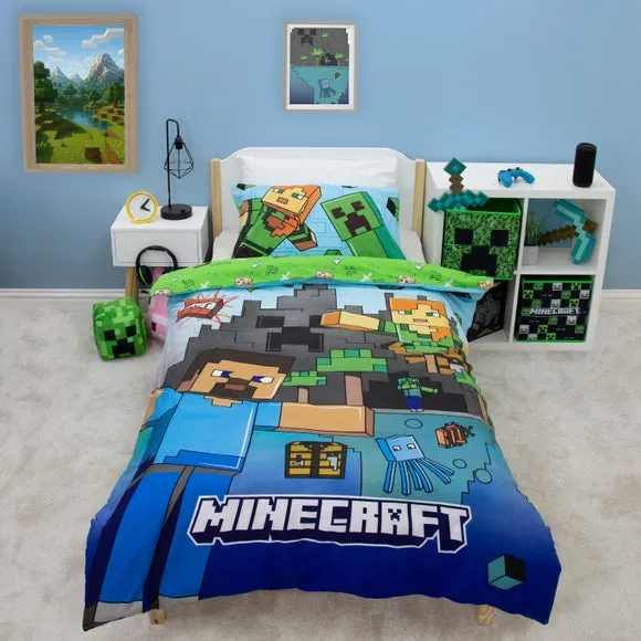 Minecraft Levels Reversible Duvet Cover & Pillowcase Set - Multicolor, Polycotton product