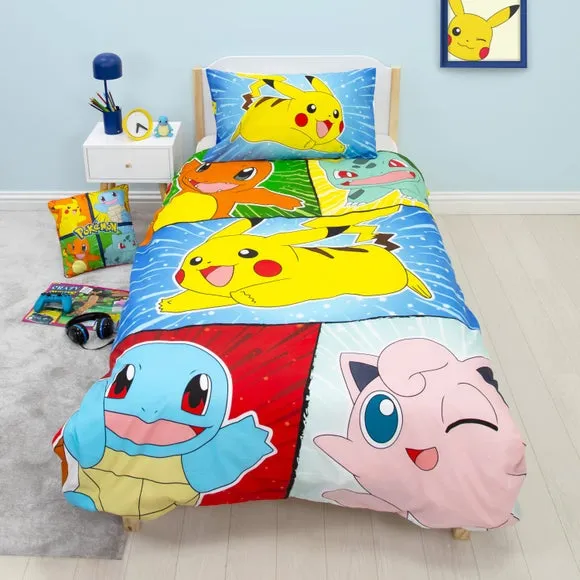 Pokemon Retro Single Reversible Duvet Cover & Pillowcase Set - Blue alternate view