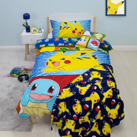 Pokemon Retro Single Reversible Duvet Cover & Pillowcase Set - Blue product