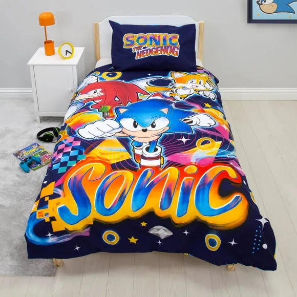 Sonic the Hedgehog Single Duvet Cover & Pillowcase Set - Blue, Polycotton alternate view