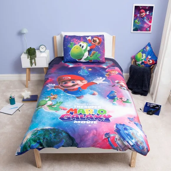 Super Mario Movie Galaxy Duvet Cover and Pillowcase Set - Blue product