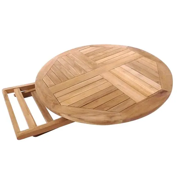 Charles Round 4-Seater Folding Dining Table - Natural, Teak alternate view