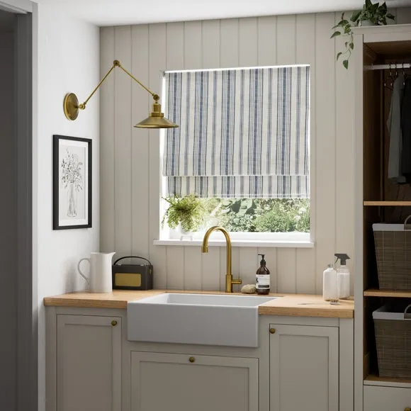 Belton Stripe Roman Blind with Blackout Lining - Folkstone Blue product