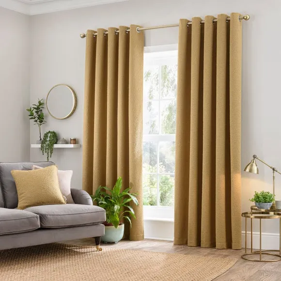 Woodhouse Eyelet Curtains with Lining - Honey, Boucle alternate view