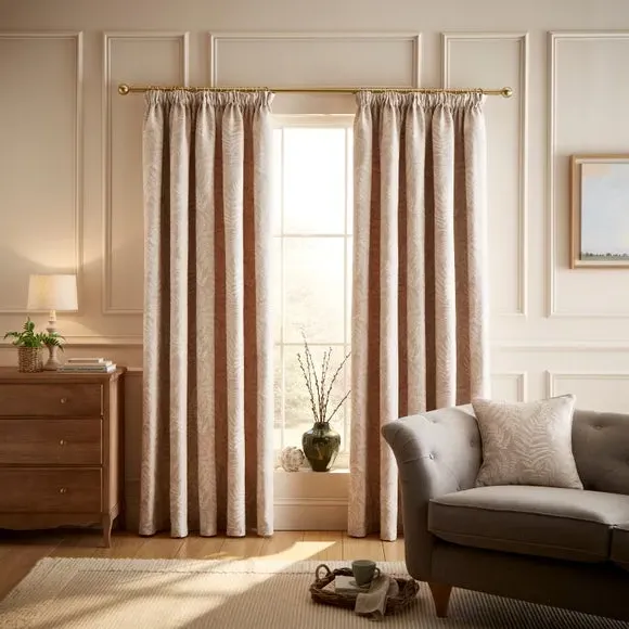Fern Pencil Pleat Curtains - Natural alternate view