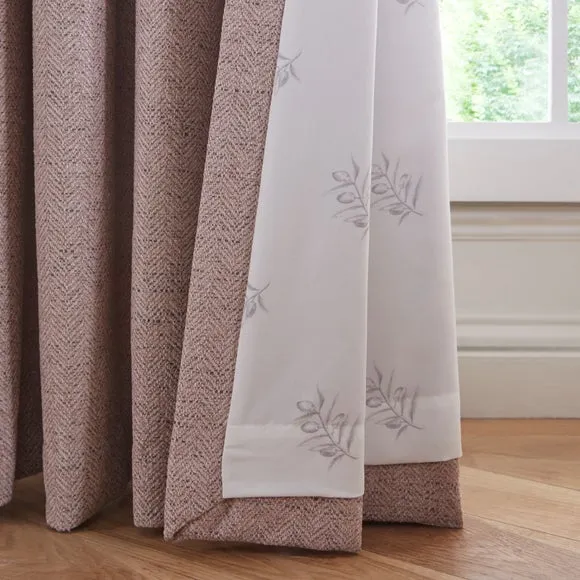 Swithland Herringbone Eyelet Curtains - Blush, Polyester by Dunelm, image 6