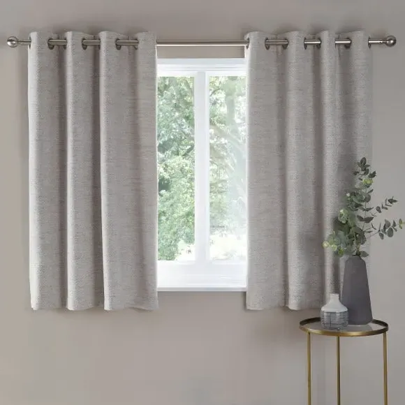 Swithland Herringbone Eyelet Curtains - White, Polyester by Dunelm, image 6