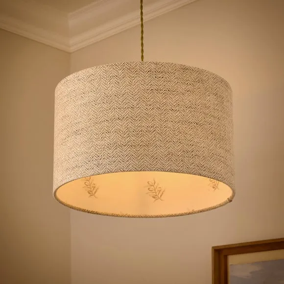 Swithland Herringbone Lamp Shade - White, Polyester by Dunelm, image 2