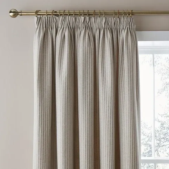 Herringbone Striped Pencil Pleat Curtains - Natural product