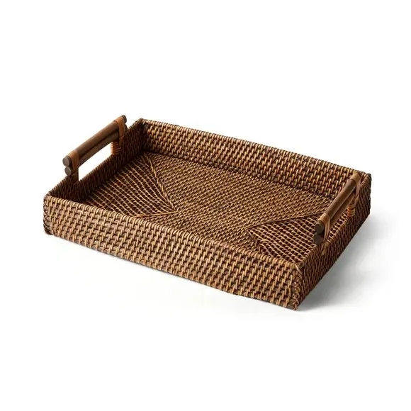 Rectangle Serving Tray - Brown, Woven Rattan alternate view