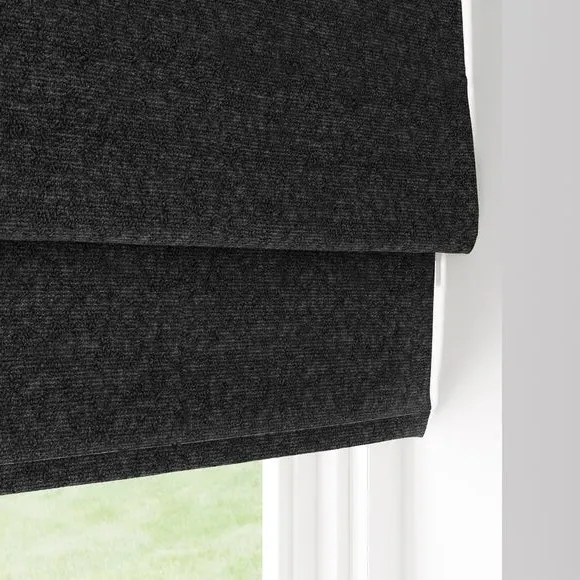 Roman Blind with Texture - Black, Boucle by Dunelm, image 3