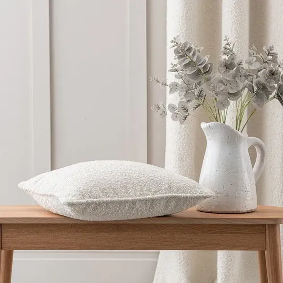 Square Cushion with Removable Cover - Ivory, Boucle alternate view