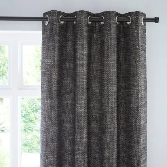 Swithland Herringbone Eyelet Curtains - Monochrome product