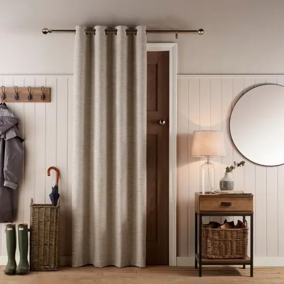 Swithland Herringbone Eyelet Door Curtain - White, Chenille product