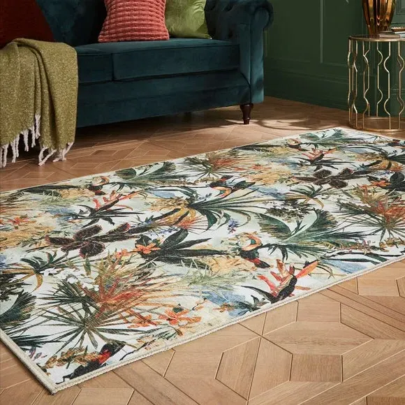Toucan Washable Rug - Antique product